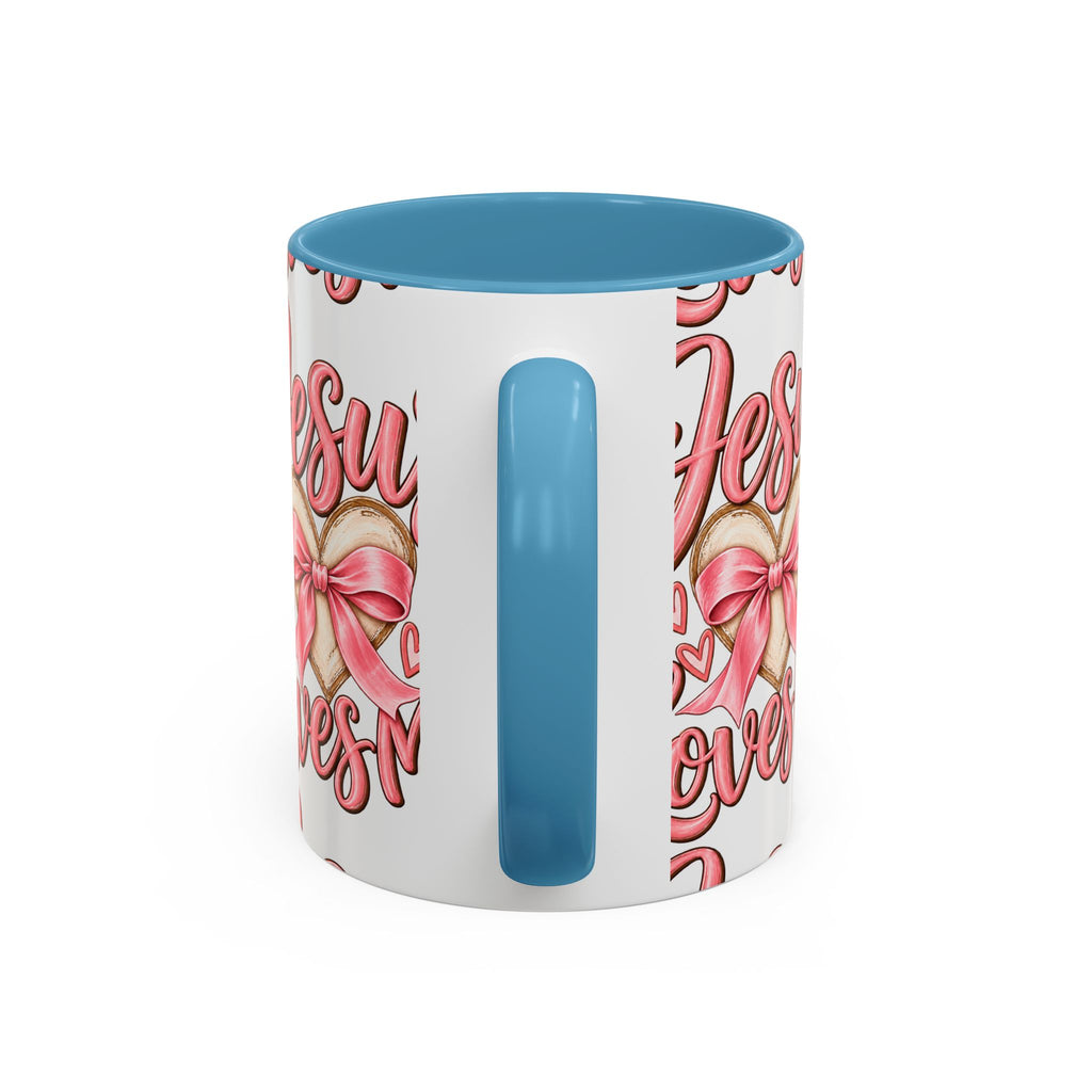 Jesus Loves Me Pink Heart Accent Coffee Mug – Christian Valentine Gift (11/15oz)