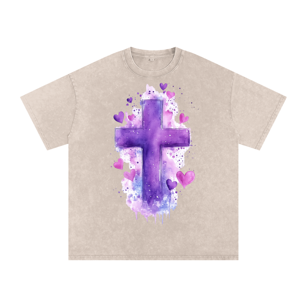 Snow Washed Oversized Cotton T-Shirt