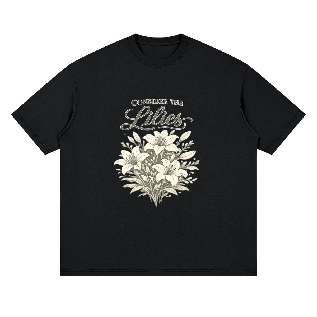 Streetwear Loose Drop Shoulder T-Shirt Consider the lilies