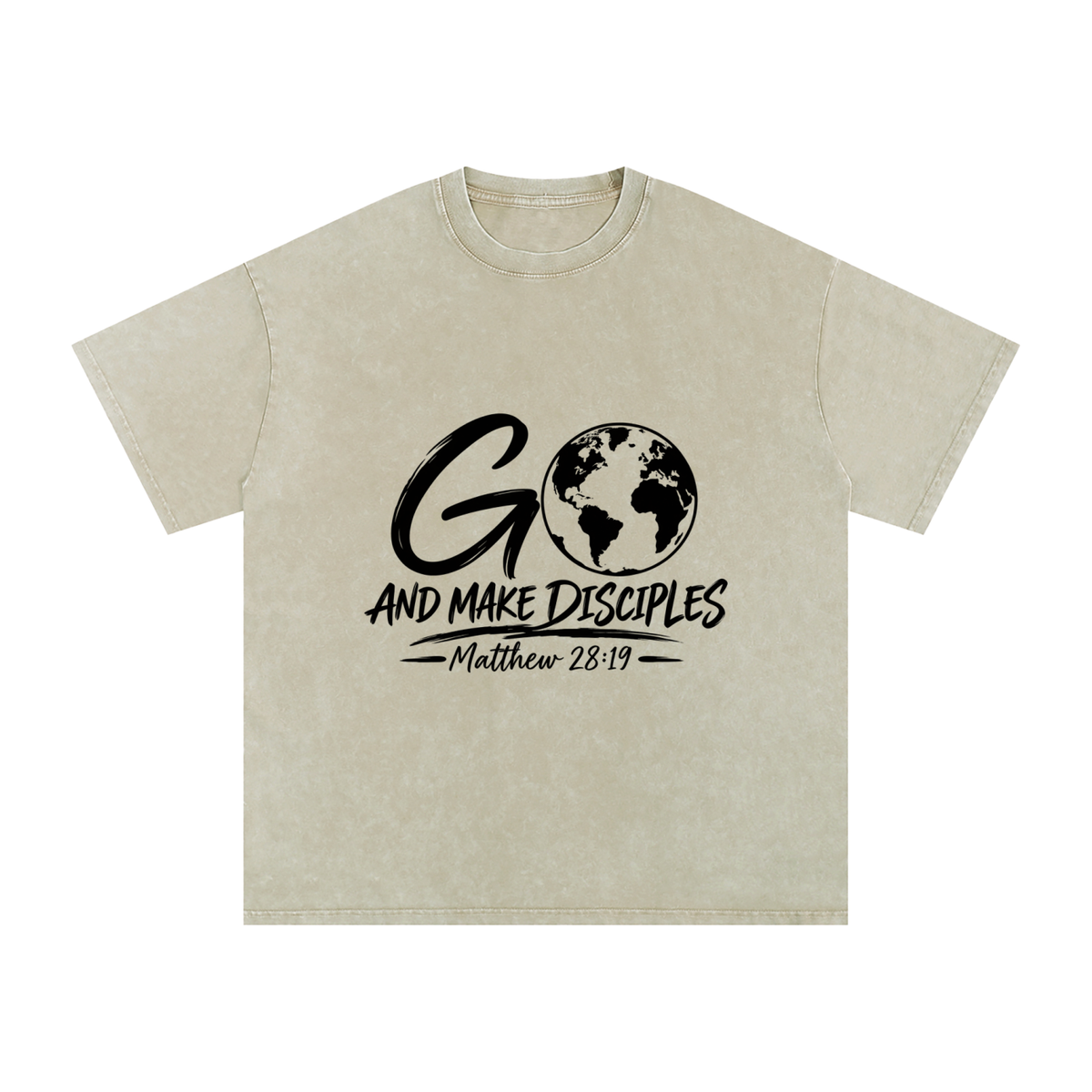 Snow Washed Oversized Cotton T-Shirt Go Make disciples