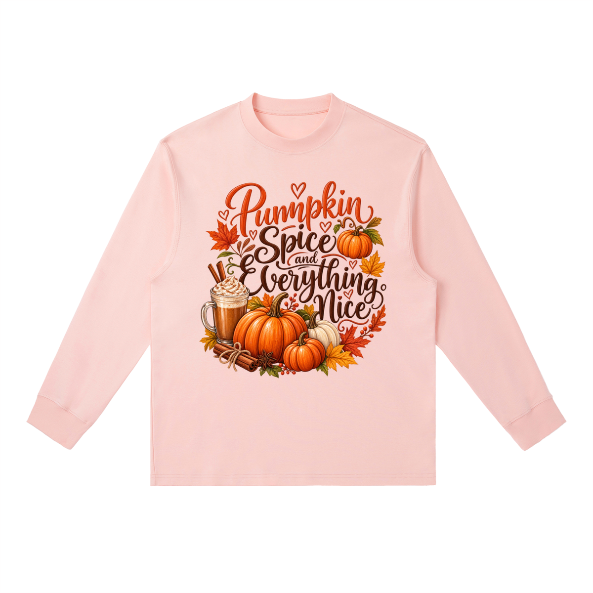 Essential Crewneck Long-Sleeve T-Shirt pumpkin spice everything nice