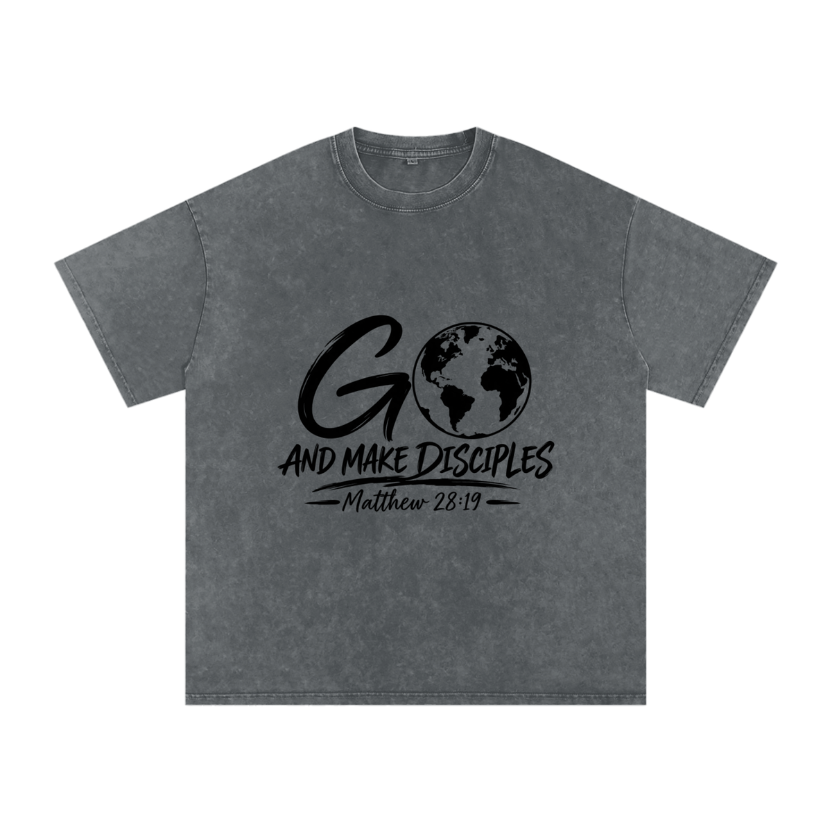 Snow Washed Oversized Cotton T-Shirt Go Make disciples