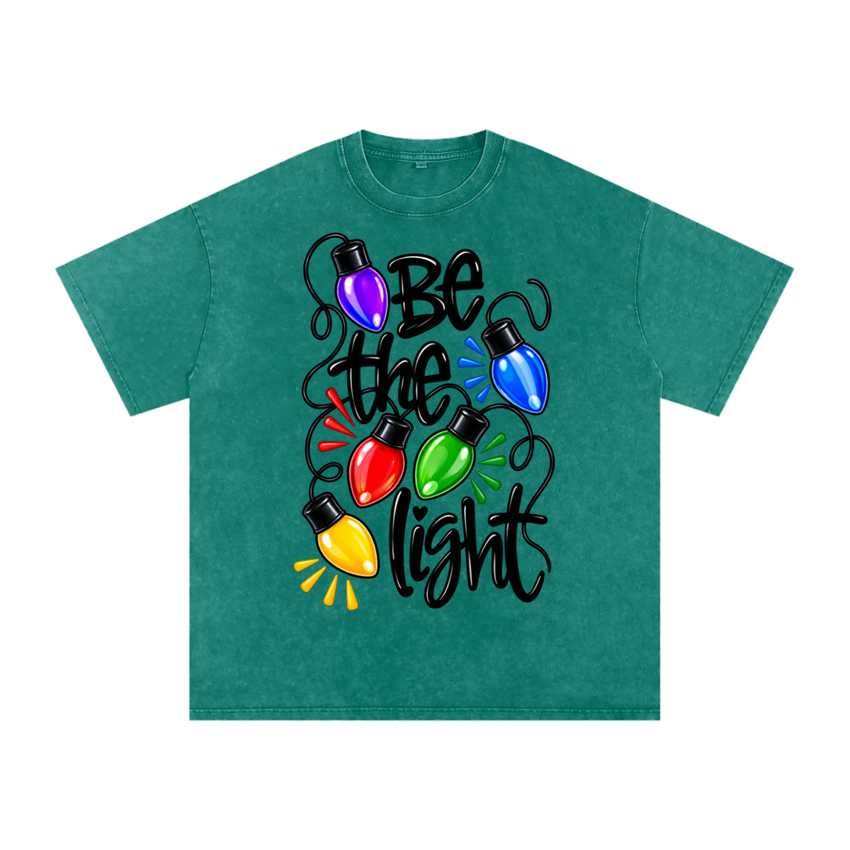 Snow Washed Oversized Cotton T-Shirt Be the light Christmas