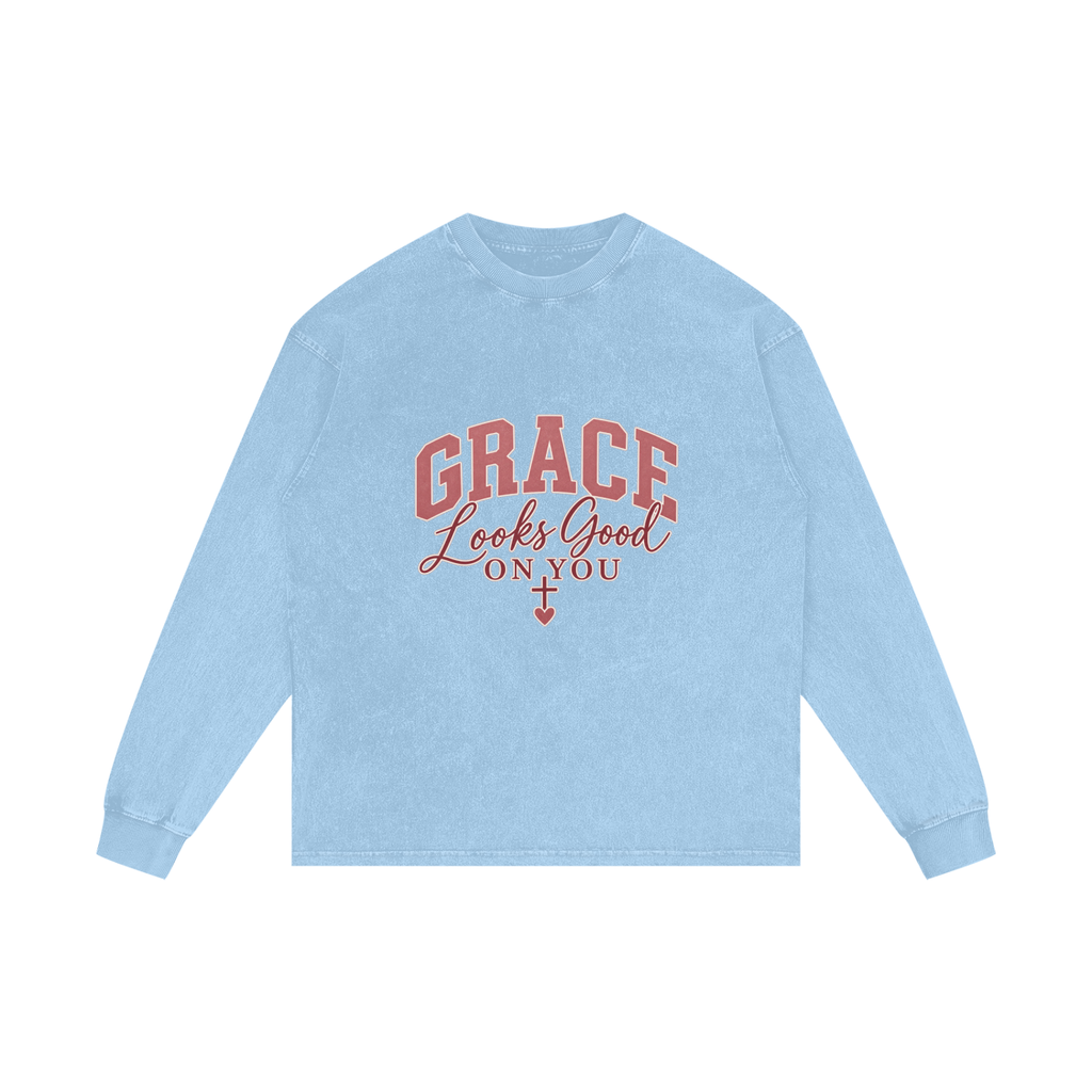 Acid Wash Oversize Long Sleeve T-Shirt Grace looks good on you