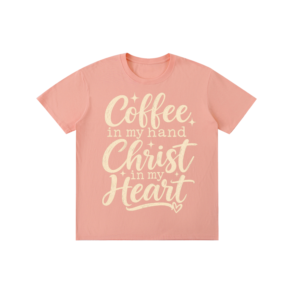 Pure Cotton Unisex T-Shirt Coffee in my hand Christ in my heart