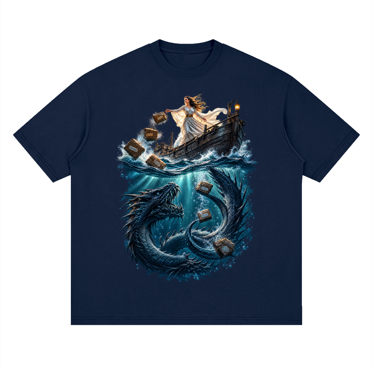 Streetwear Loose Drop Shoulder T-Shirt Sea of forgetfulness