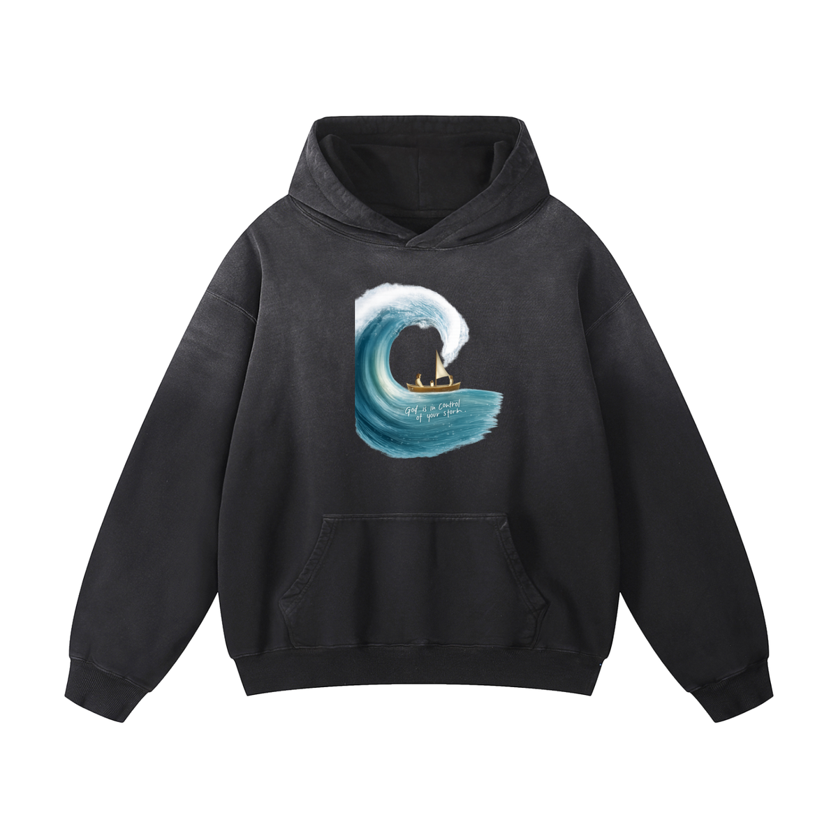 Heavyweight Sunfade Oversized Hoodie God is in control