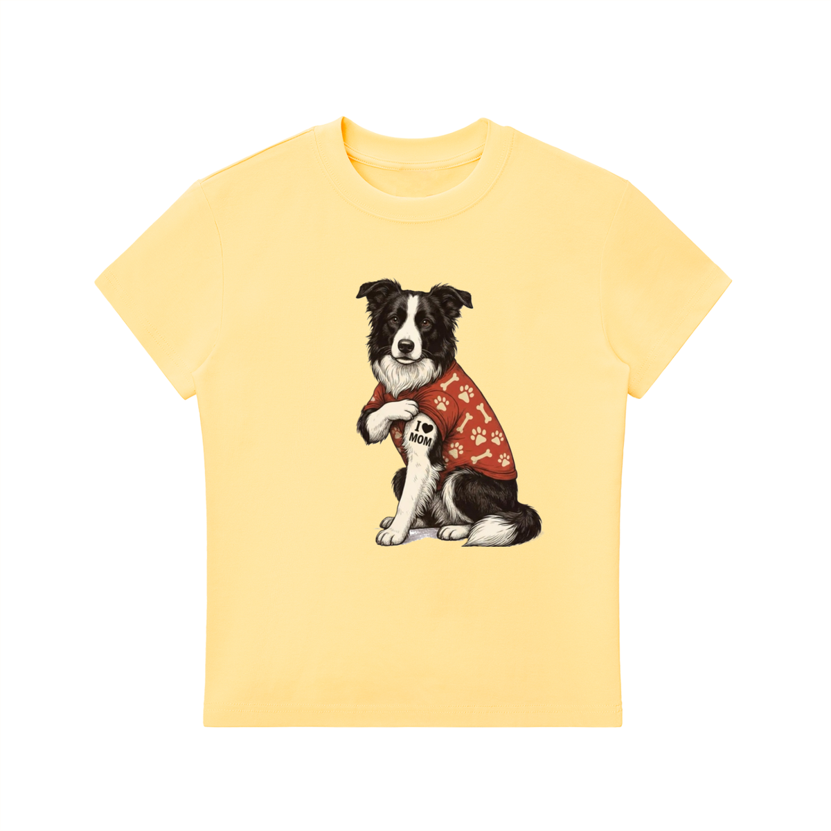 Essential Bodycon Crewneck T-Shirt border collie mom tattoo