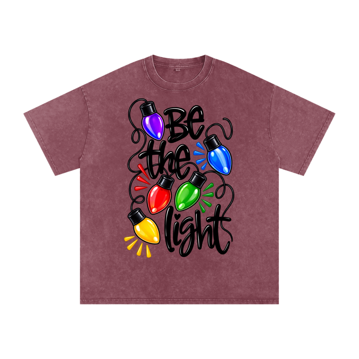 Snow Washed Oversized Cotton T-Shirt Be the light Christmas