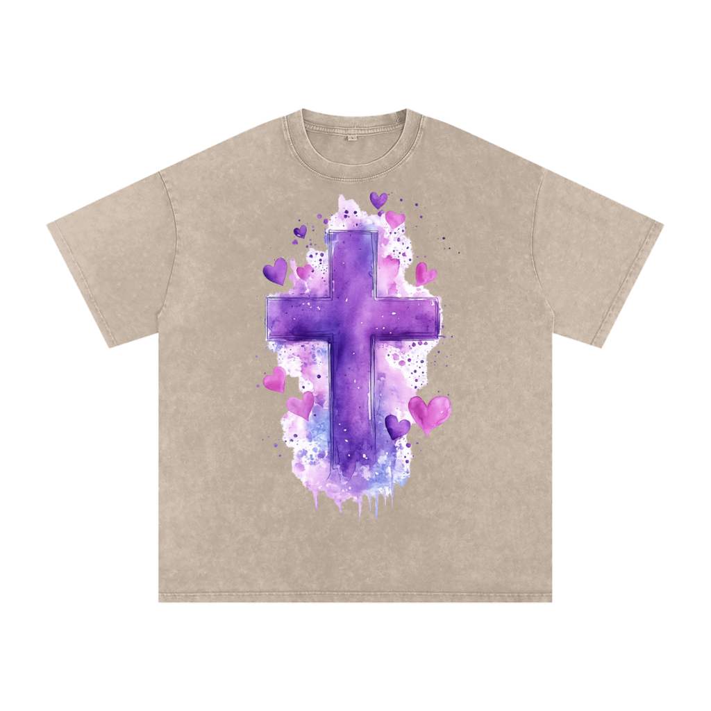 Snow Washed Oversized Cotton T-Shirt