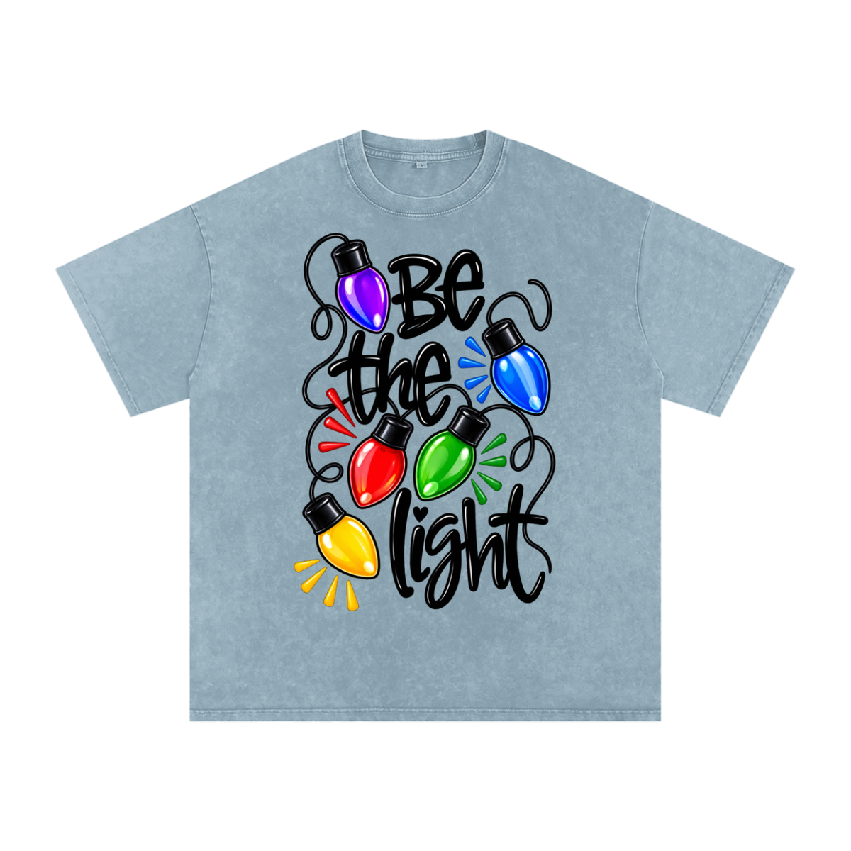Snow Washed Oversized Cotton T-Shirt Be the light Christmas