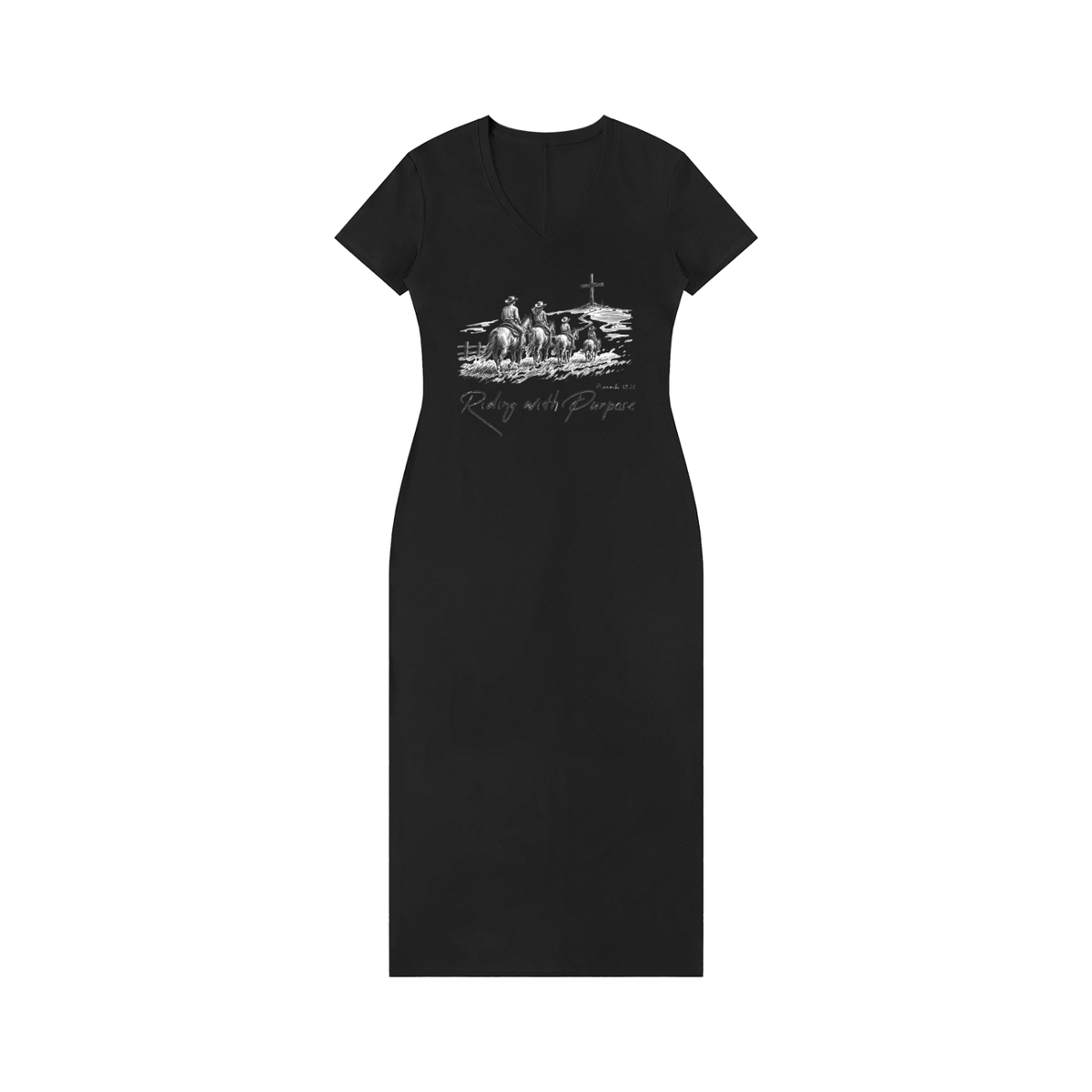Women's V-Neck Short Sleeve Maxi Dress