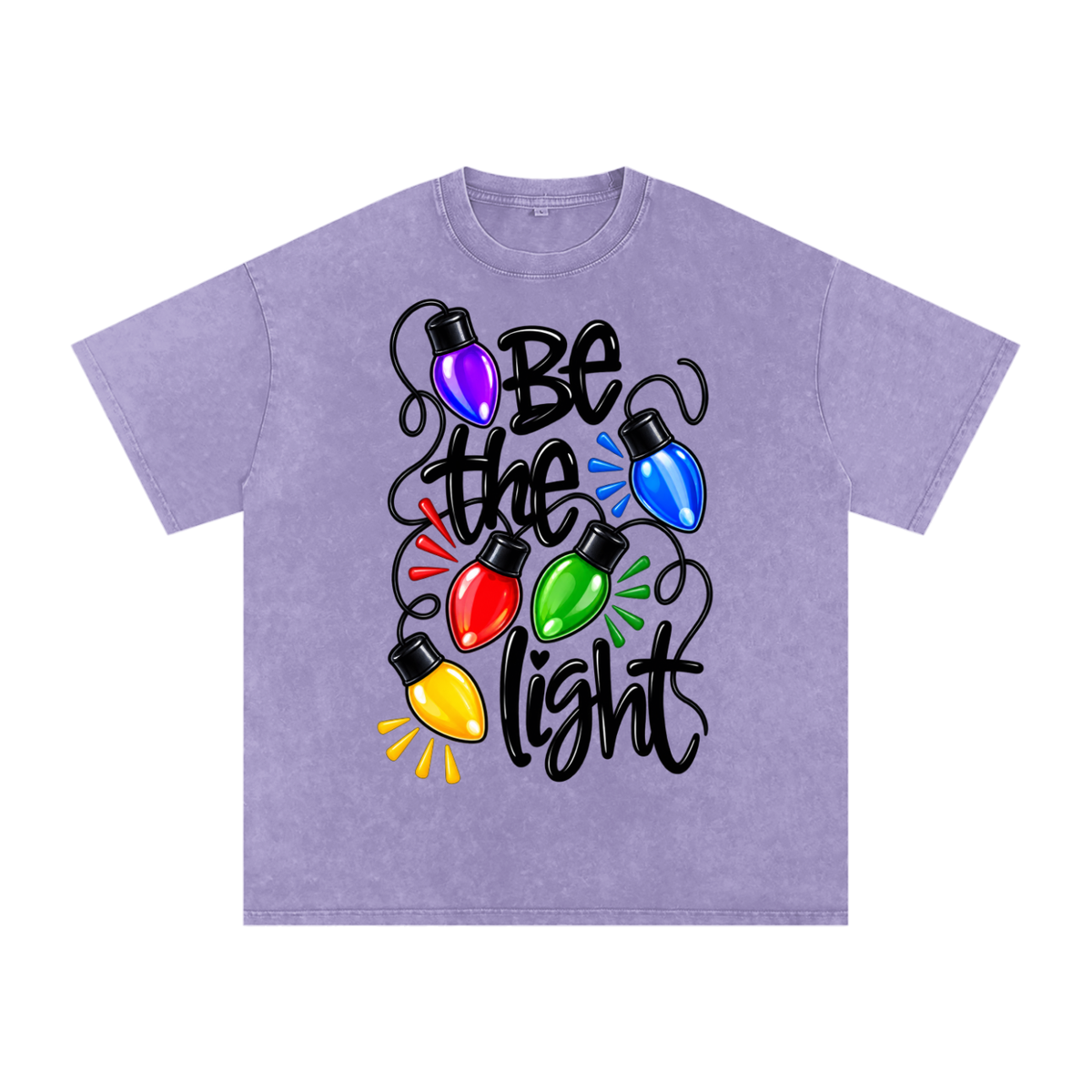 Snow Washed Oversized Cotton T-Shirt Be the light Christmas