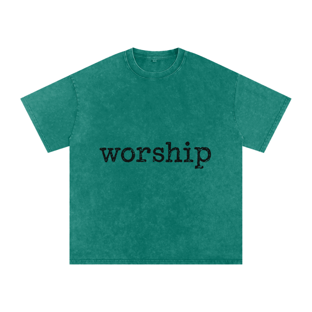 Snow Washed Oversized Cotton T-Shirt Worship