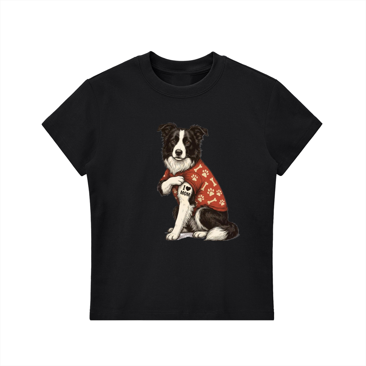 Essential Bodycon Crewneck T-Shirt border collie mom tattoo