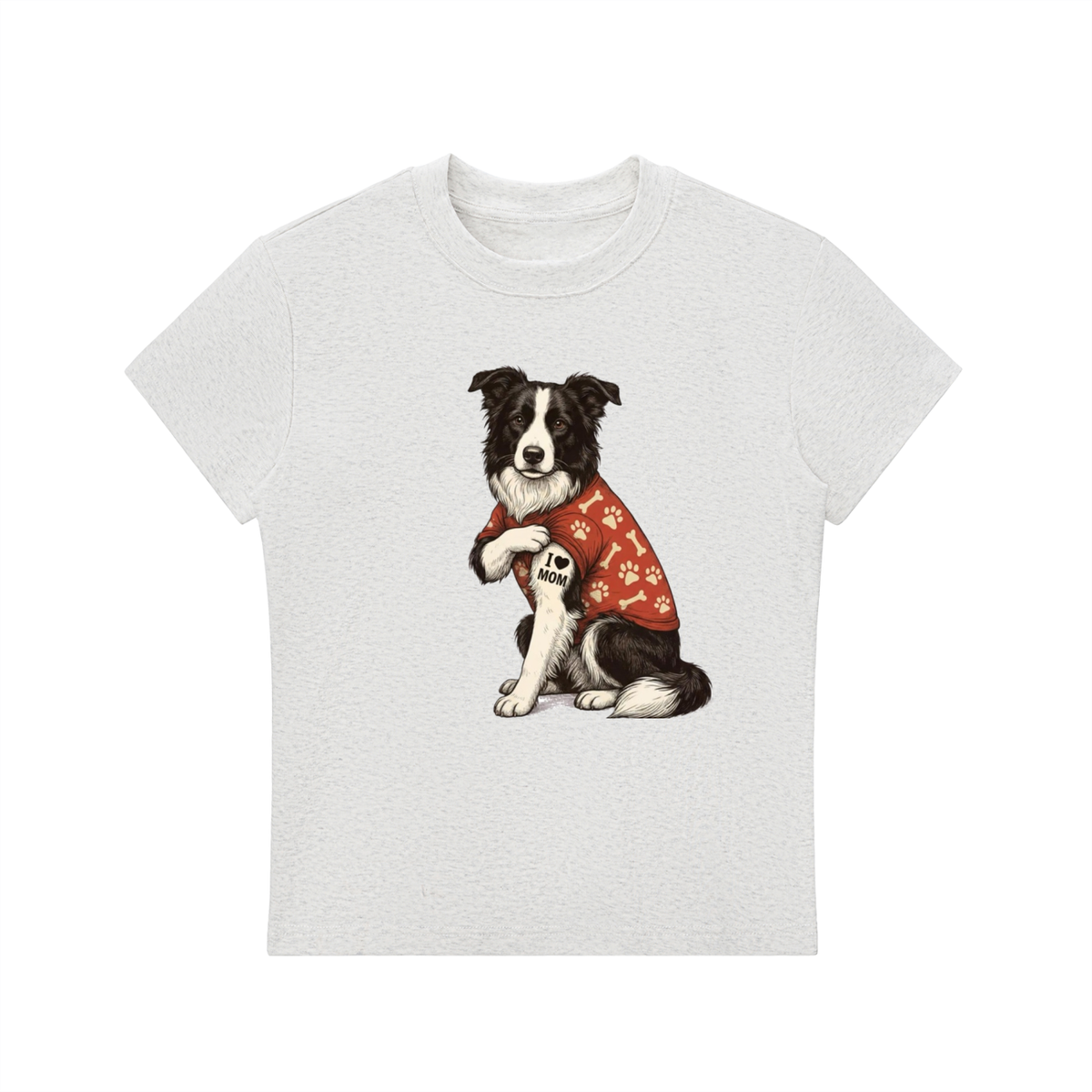 Essential Bodycon Crewneck T-Shirt border collie mom tattoo