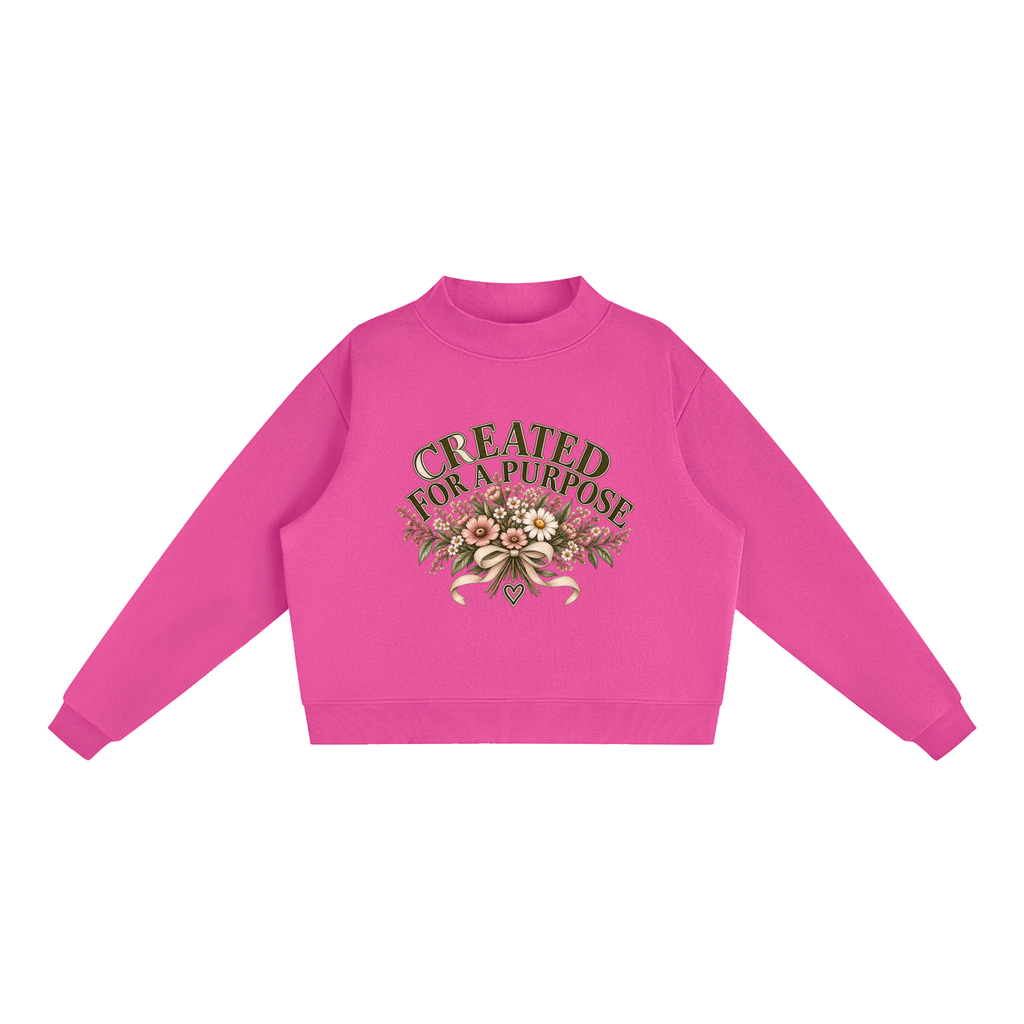 Essential Fleece Mock-Neck Crew Sweatshirt