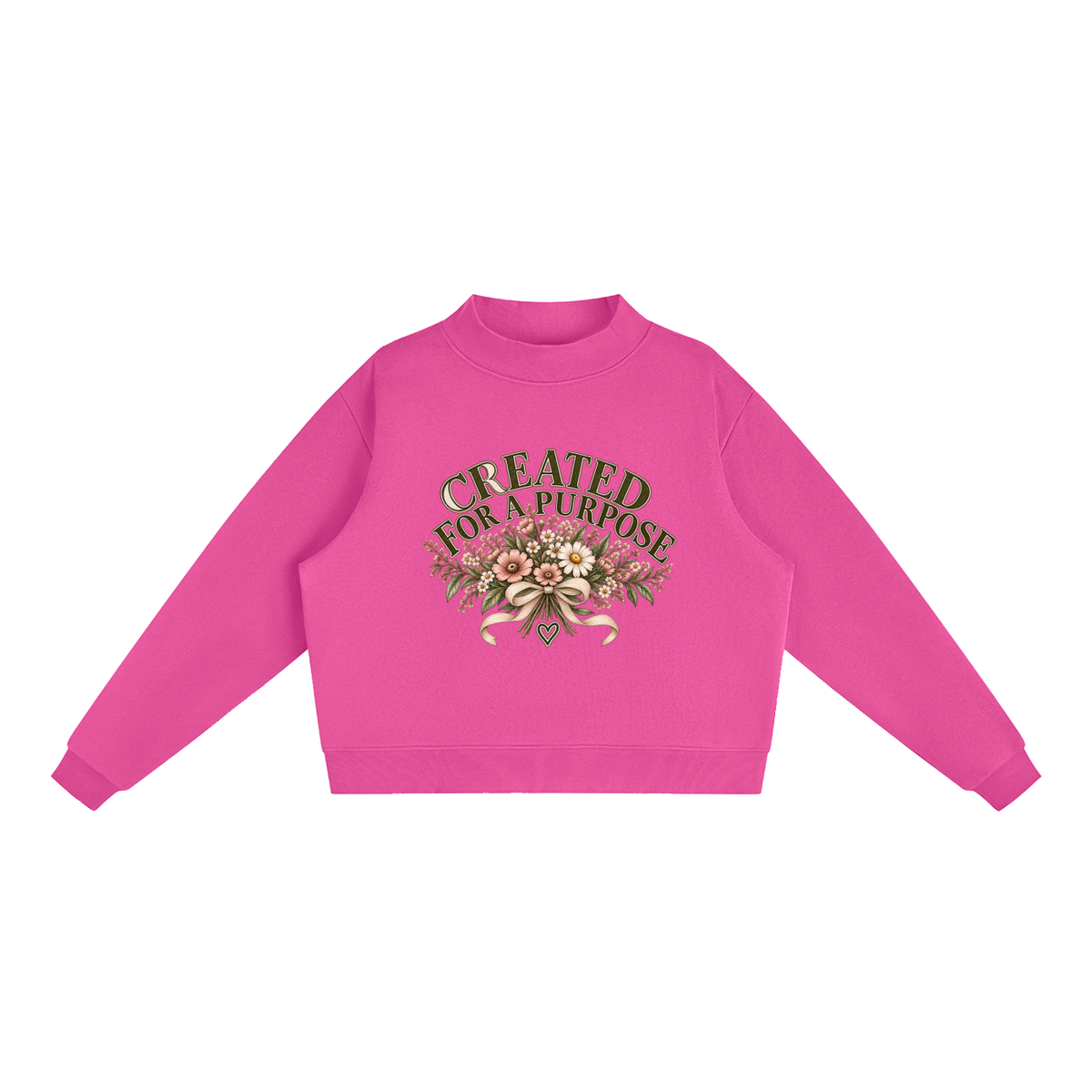 Essential Fleece Mock-Neck Crew Sweatshirt