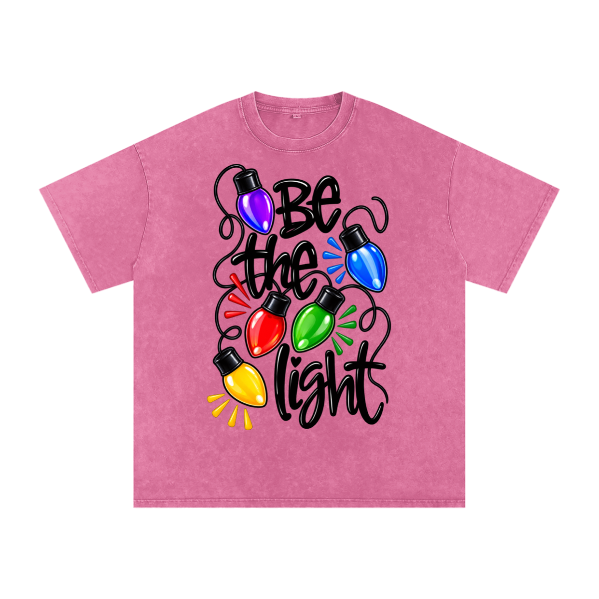 Snow Washed Oversized Cotton T-Shirt Be the light Christmas
