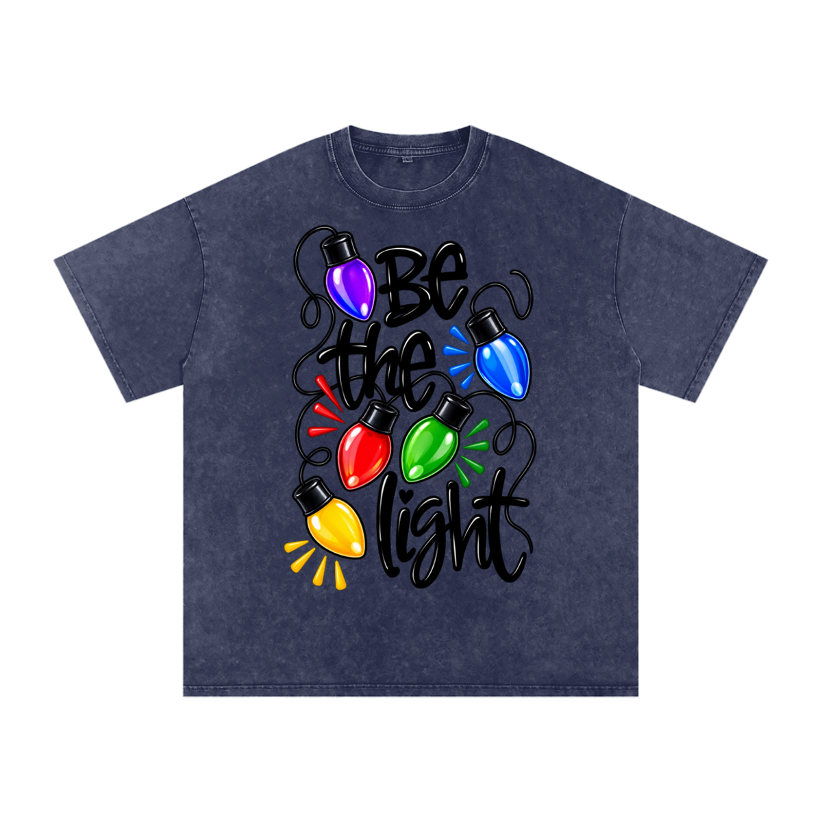 Snow Washed Oversized Cotton T-Shirt Be the light Christmas