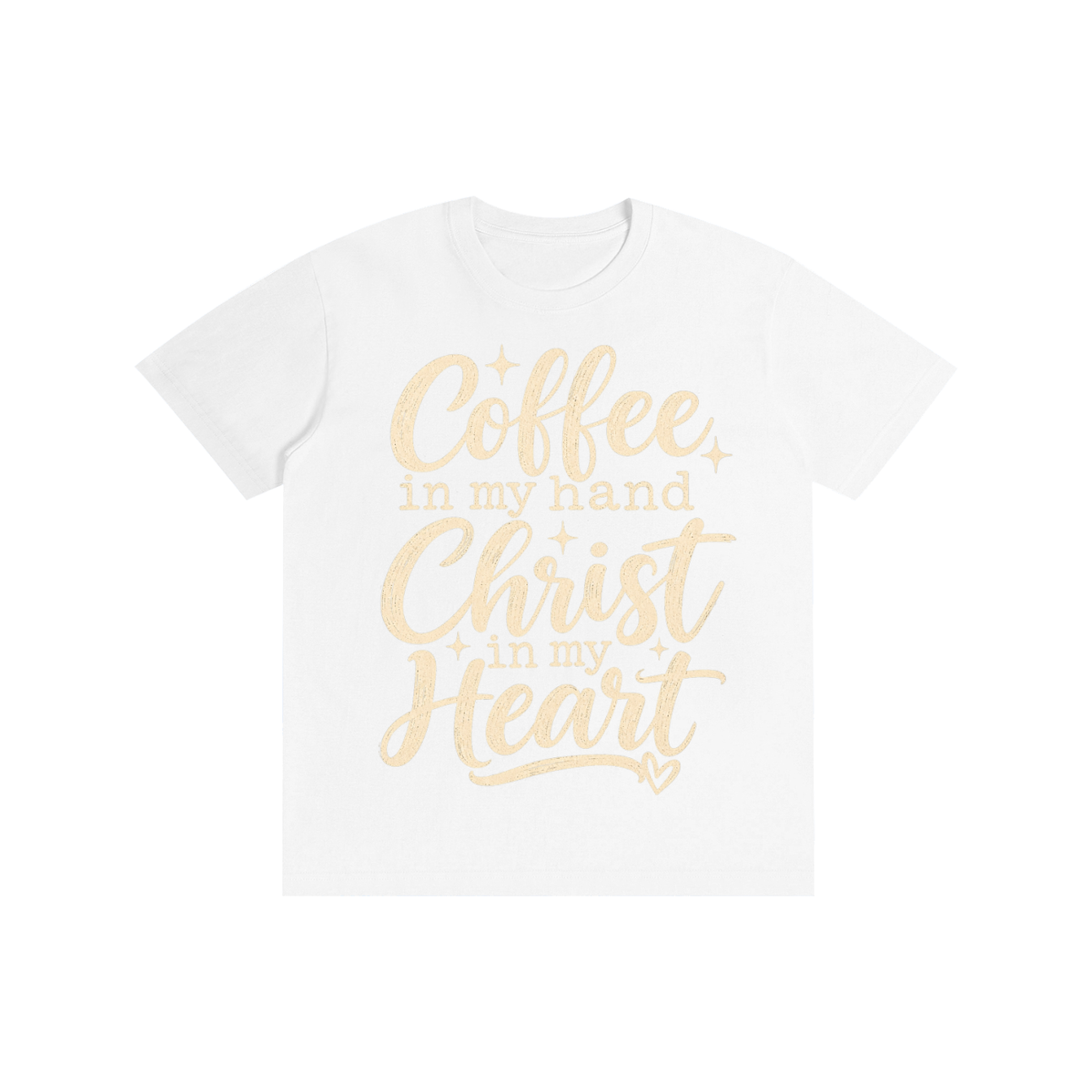 Pure Cotton Unisex T-Shirt Coffee in my hand Christ in my heart