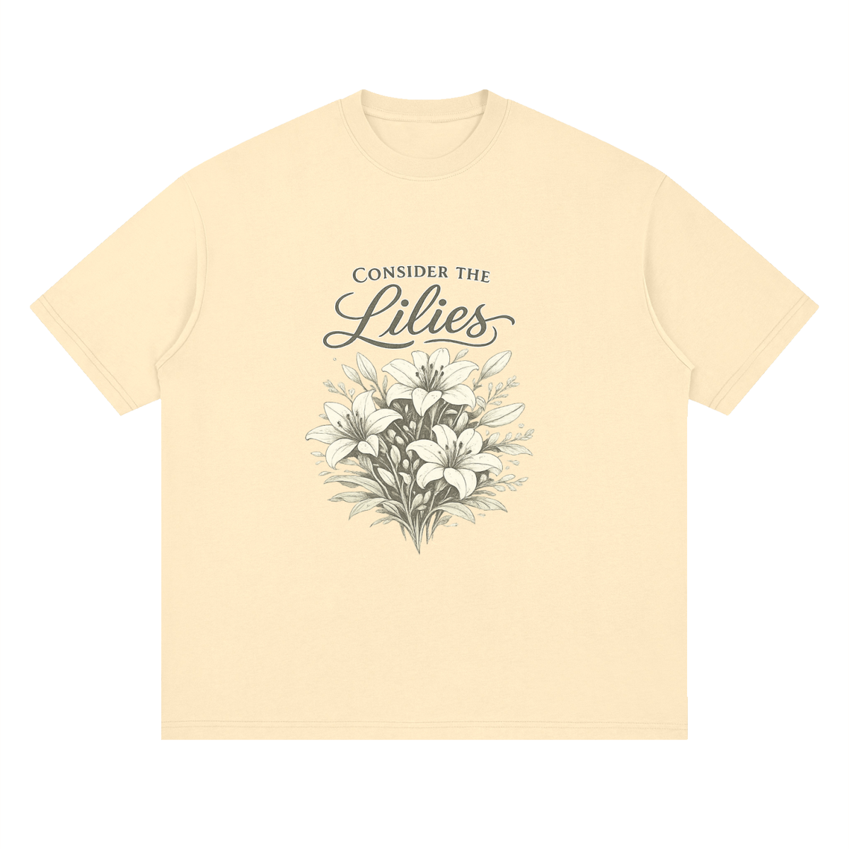 Streetwear Loose Drop Shoulder T-Shirt Consider the lilies