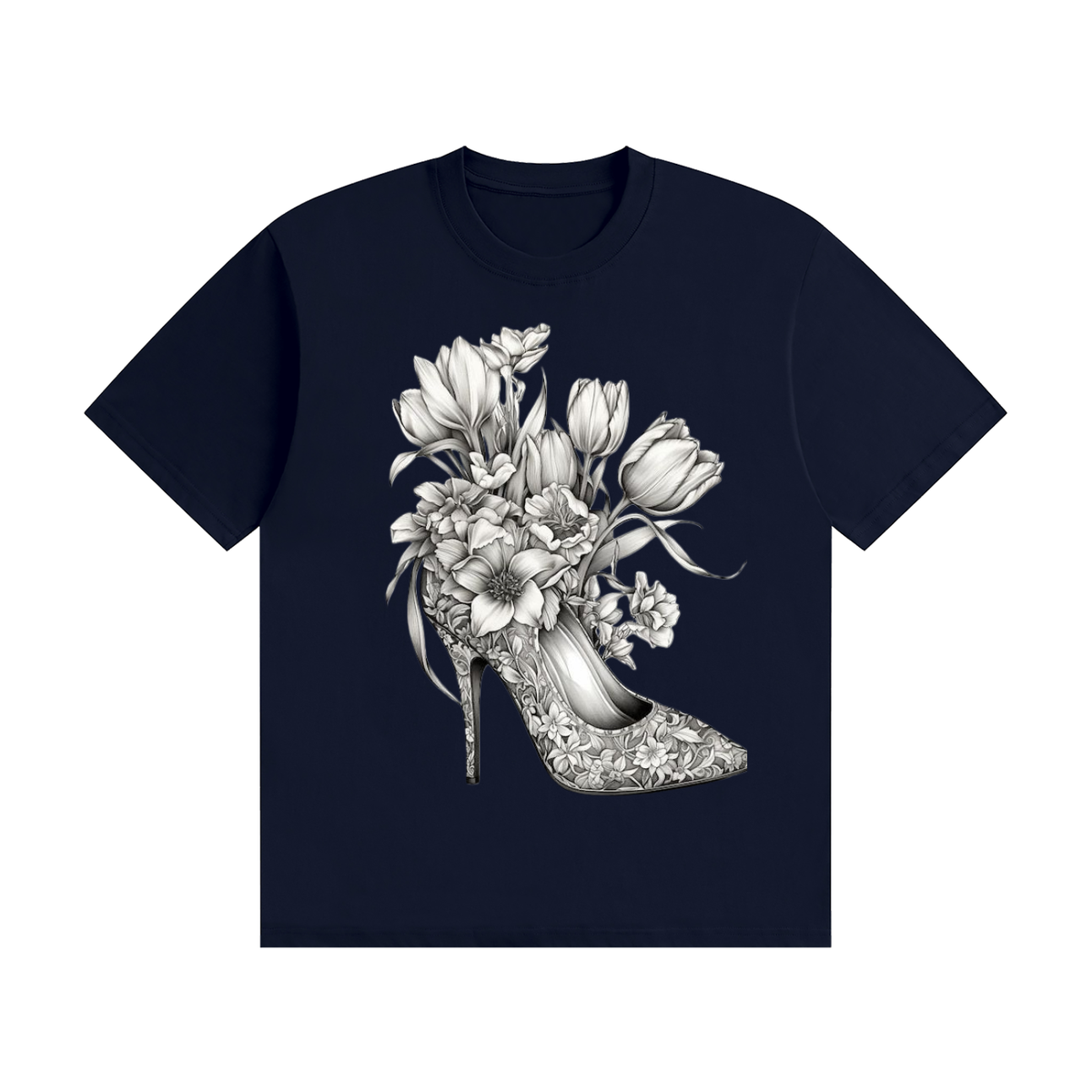 Unisex Seamless Cotton T-Shirt Tulips high heel