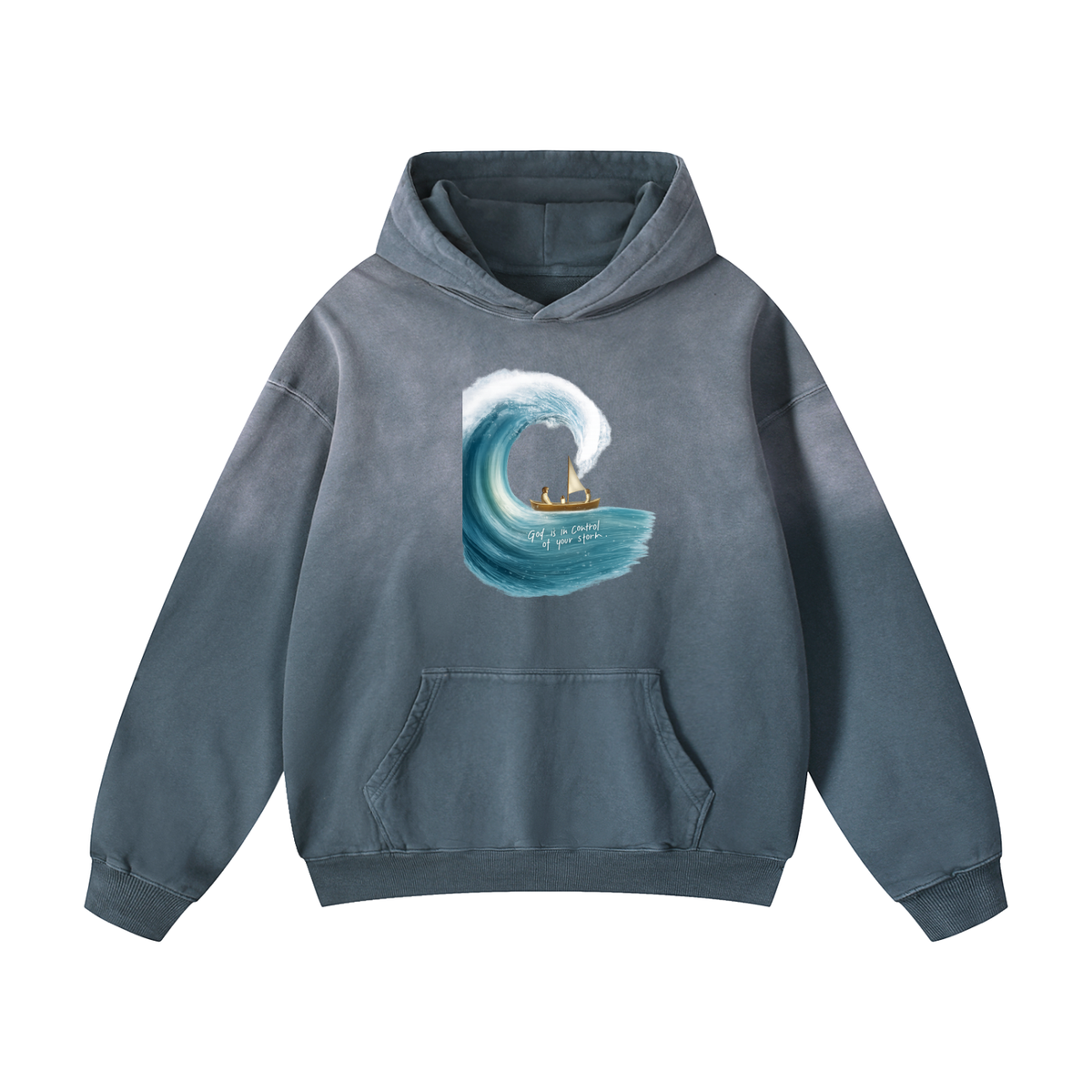 Heavyweight Sunfade Oversized Hoodie God is in control
