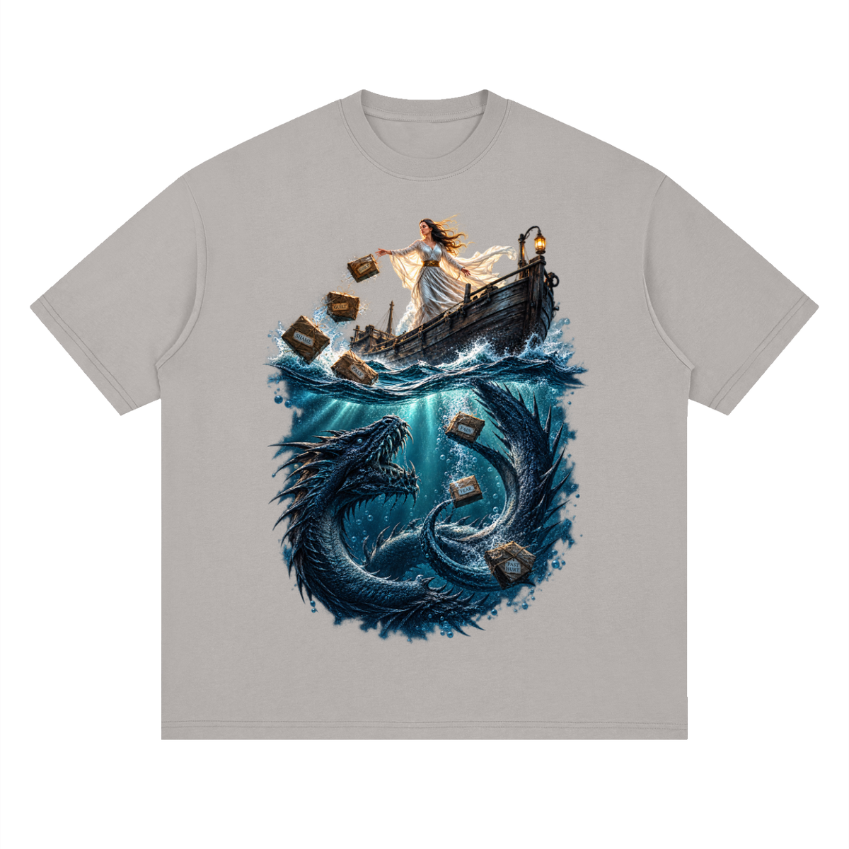 Streetwear Loose Drop Shoulder T-Shirt Sea of forgetfulness