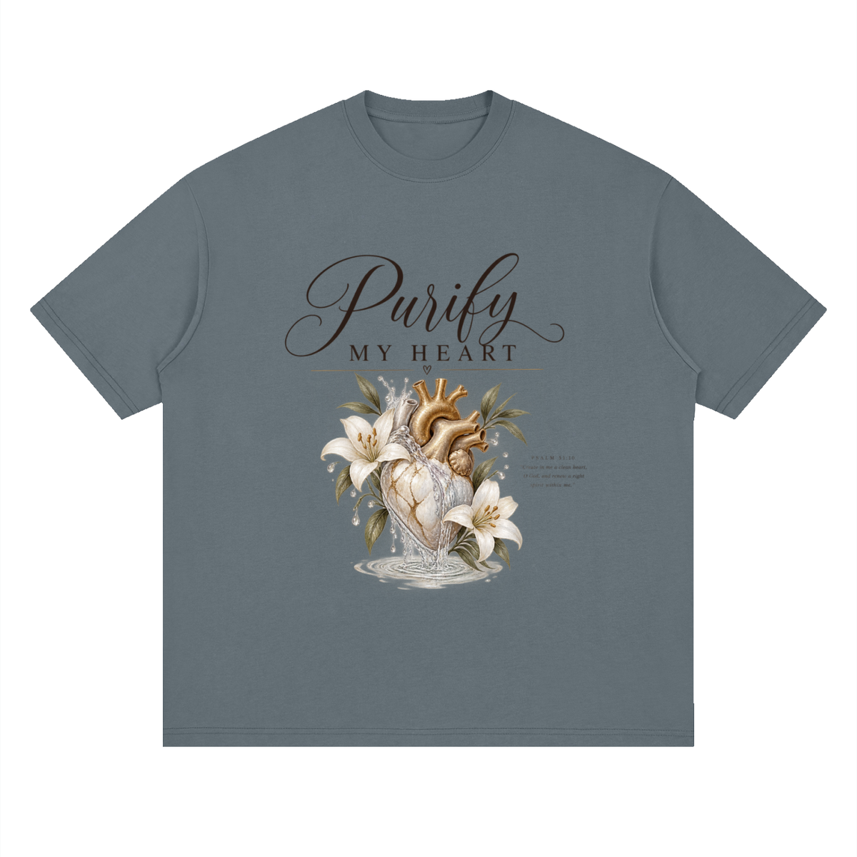 Streetwear Loose Drop Shoulder T-Shirt Purify my heart