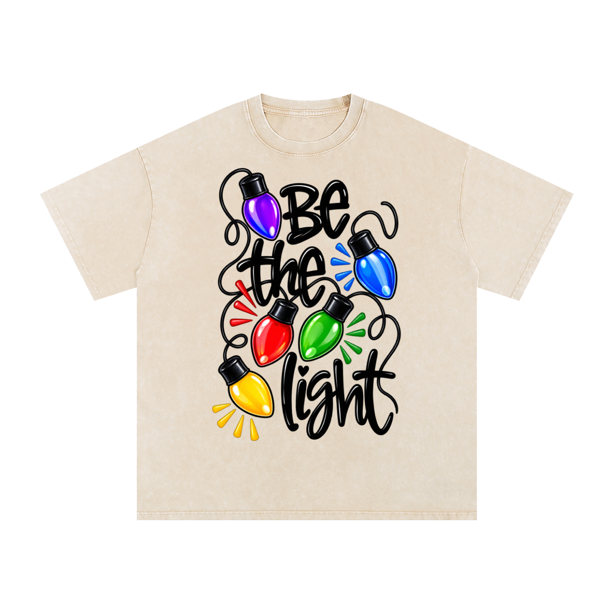Snow Washed Oversized Cotton T-Shirt Be the light Christmas