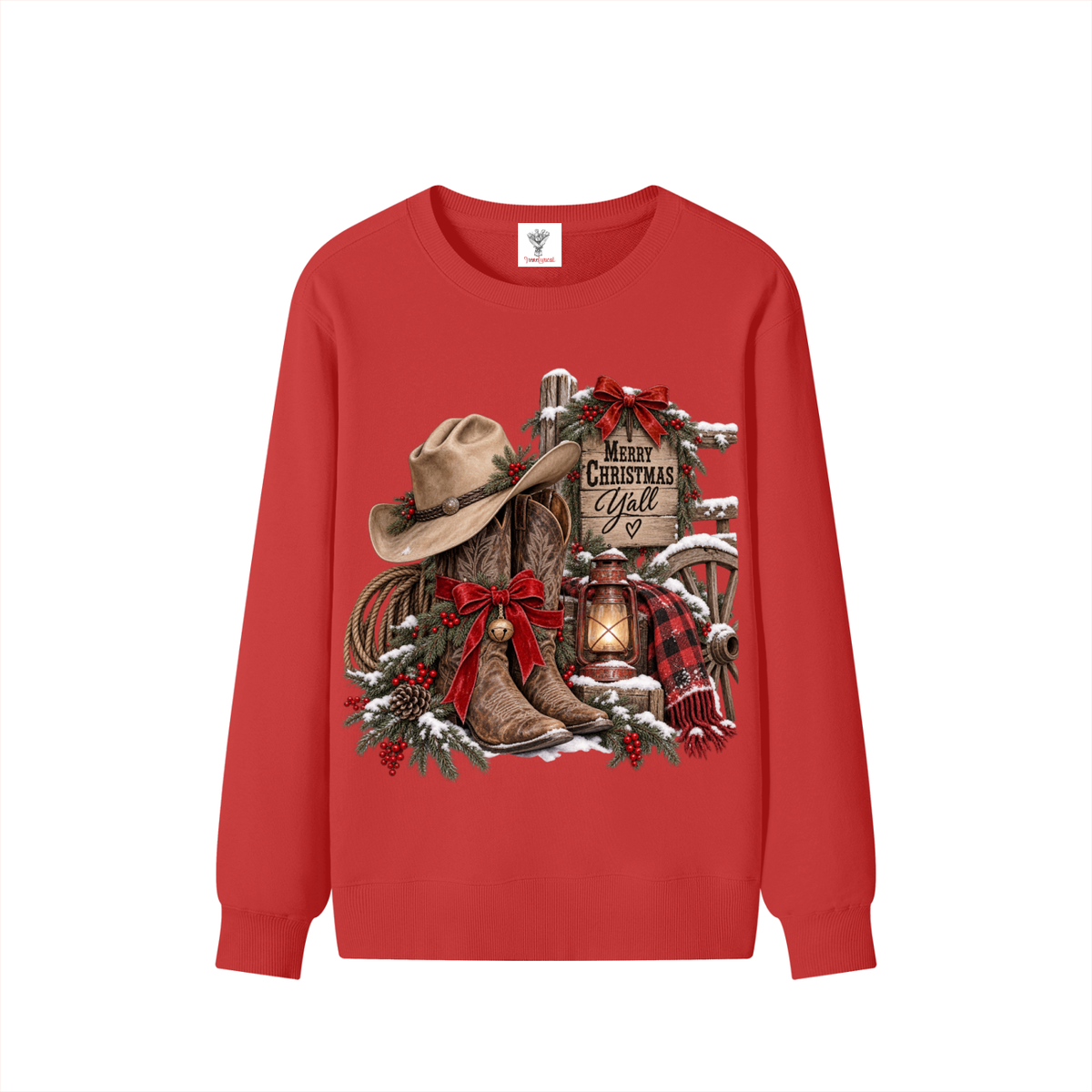Classic Unisex Cotton Sweatshirt Western Merry Christmas yall
