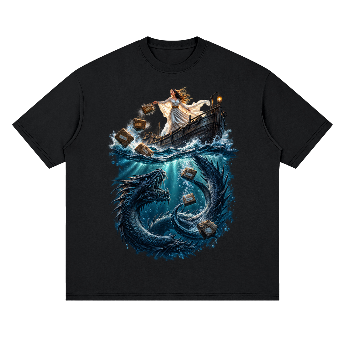 Streetwear Loose Drop Shoulder T-Shirt Sea of forgetfulness