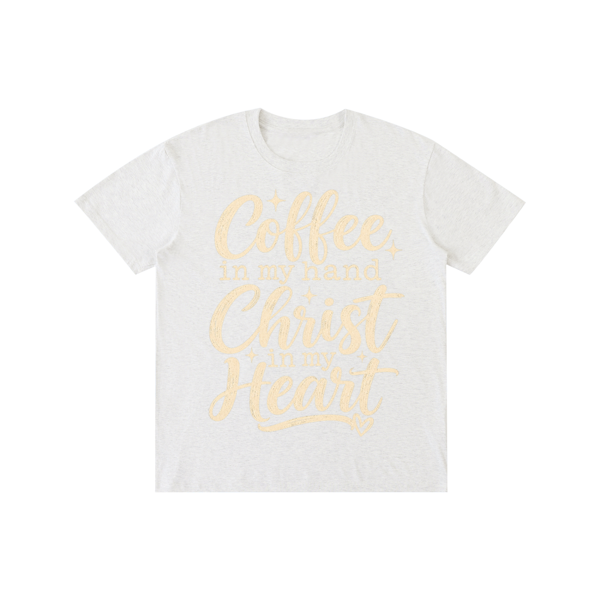 Pure Cotton Unisex T-Shirt Coffee in my hand Christ in my heart