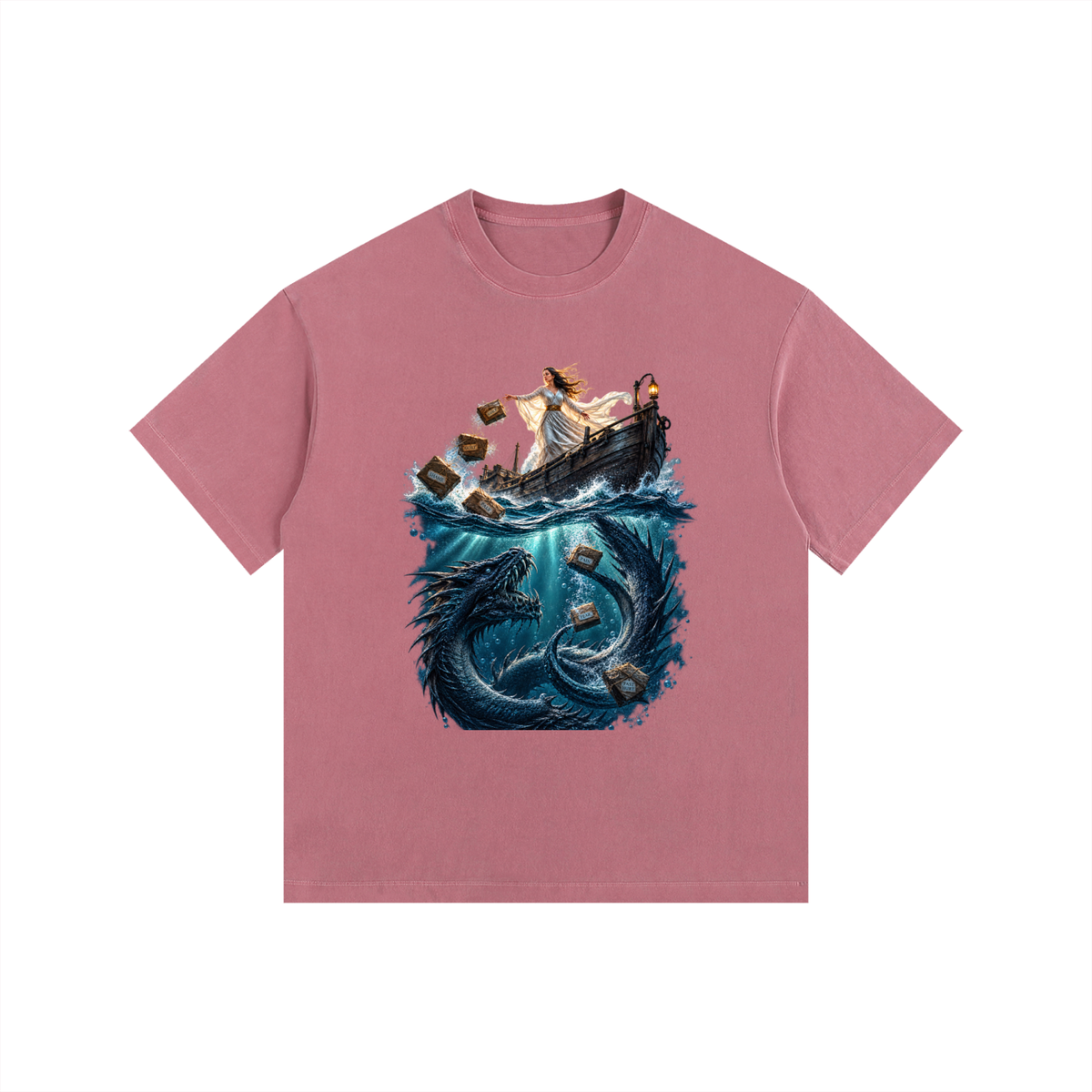 Vintage Washed Oversized Cotton T-Shirt Sea of forgetfulness