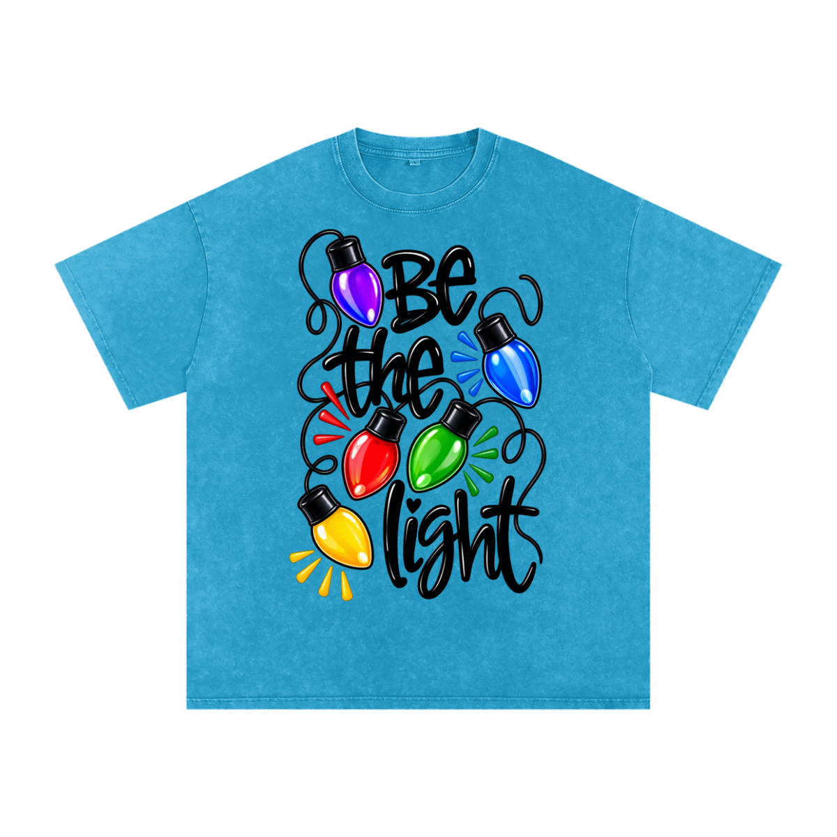 Snow Washed Oversized Cotton T-Shirt Be the light Christmas