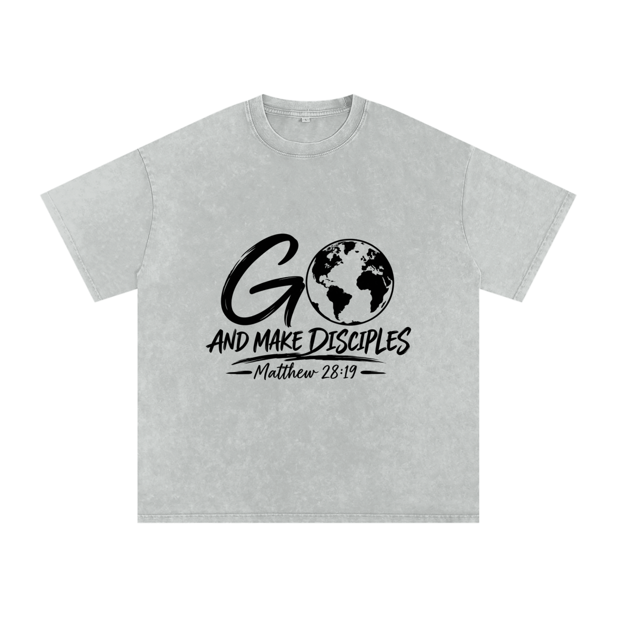 Snow Washed Oversized Cotton T-Shirt Go Make disciples