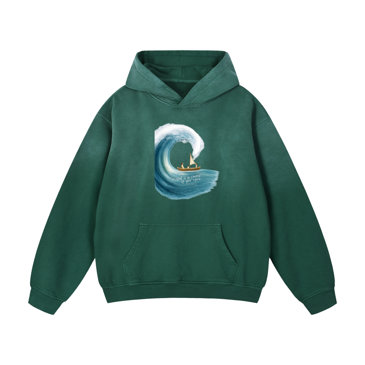 Heavyweight Sunfade Oversized Hoodie God is in control