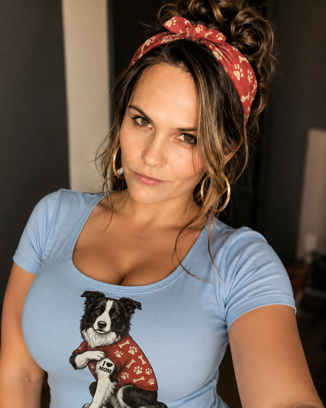 Essential Bodycon Crewneck T-Shirt border collie mom tattoo