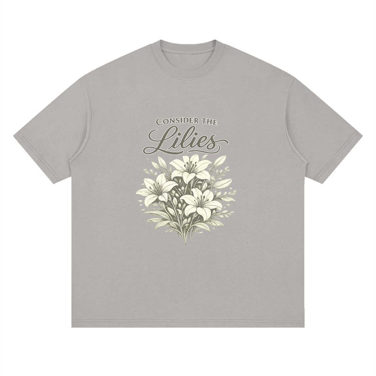 Streetwear Loose Drop Shoulder T-Shirt Consider the lilies