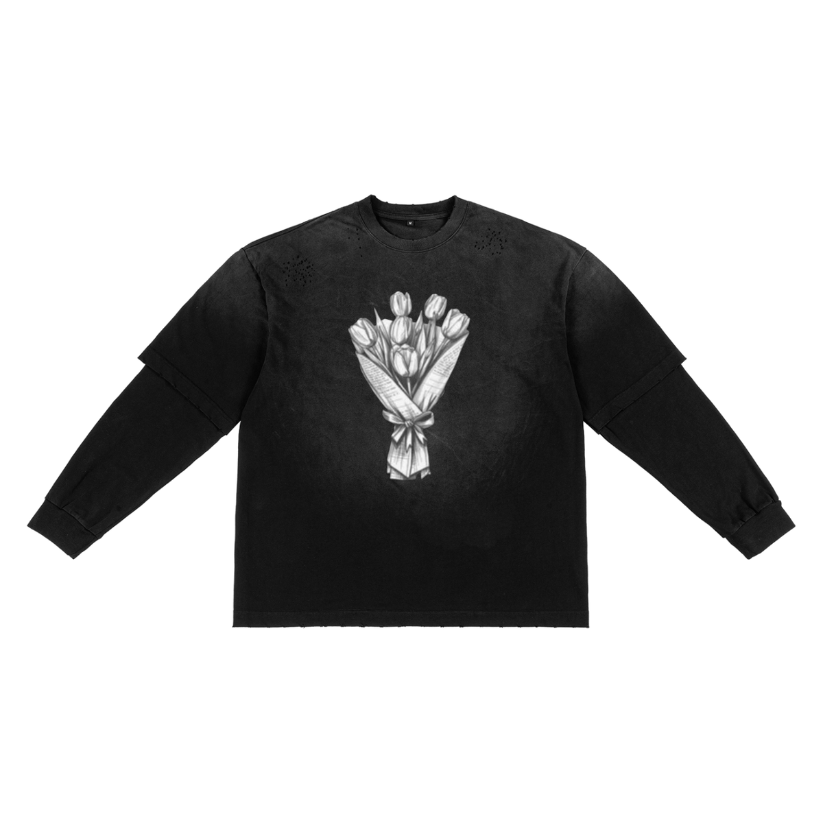 Sunfade Hand-Frayed Faux Two-Piece T-Shirt