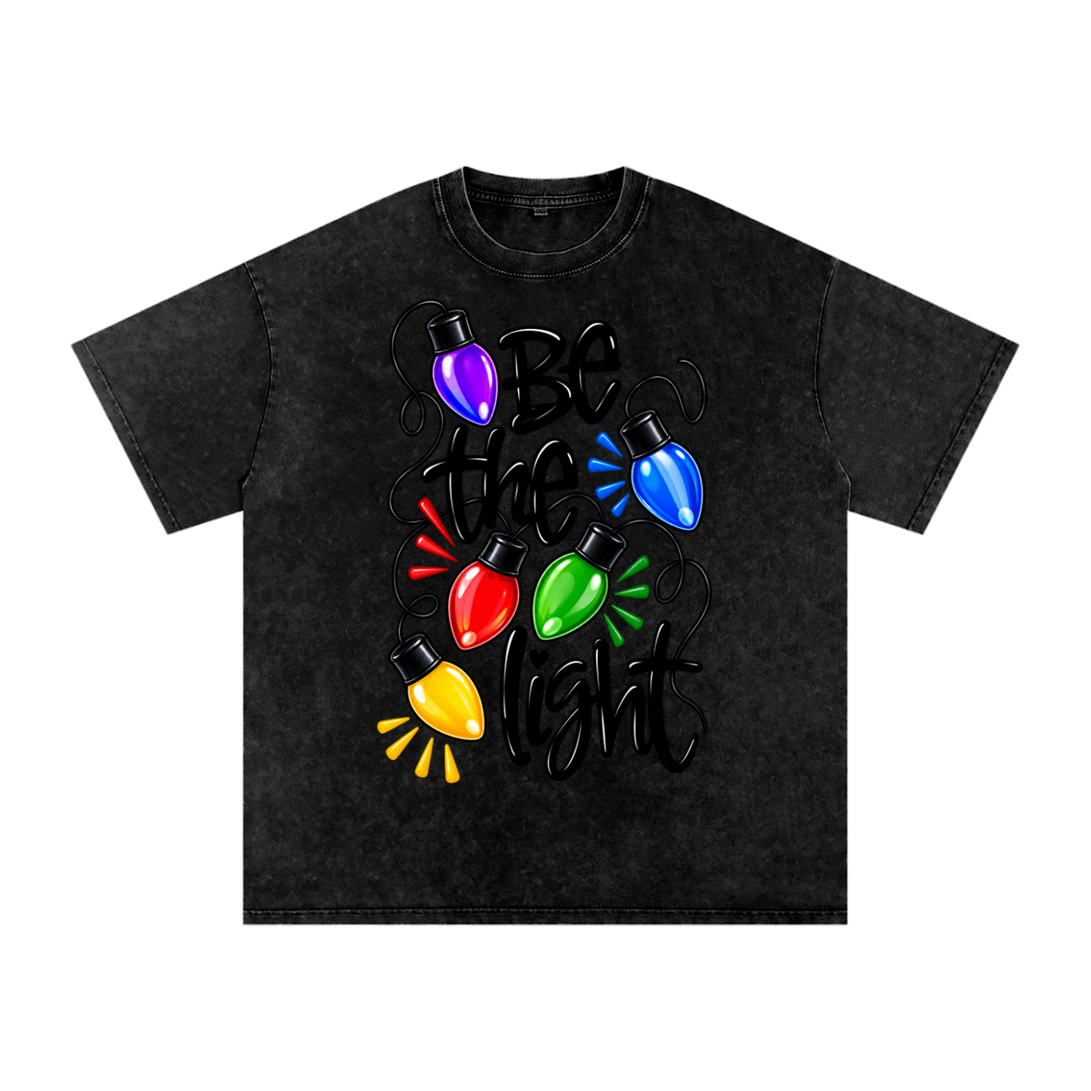 Snow Washed Oversized Cotton T-Shirt Be the light Christmas