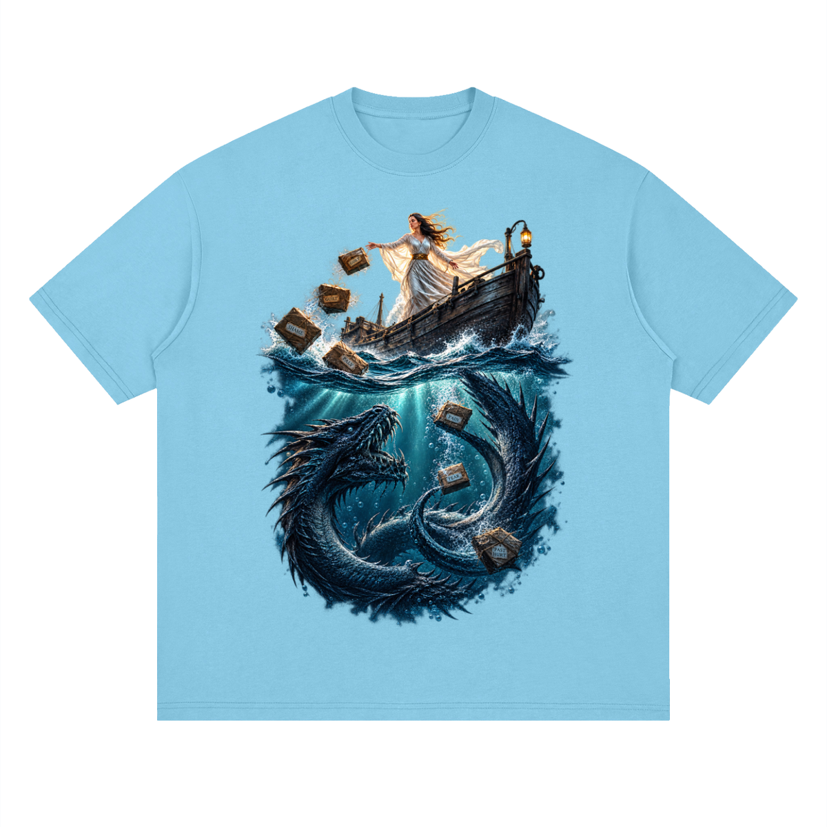 Streetwear Loose Drop Shoulder T-Shirt Sea of forgetfulness