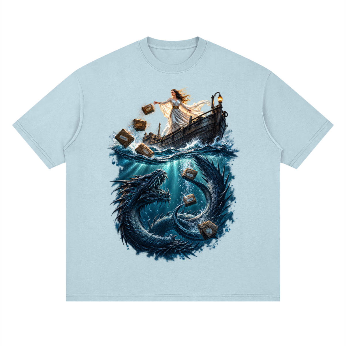 Streetwear Loose Drop Shoulder T-Shirt Sea of forgetfulness