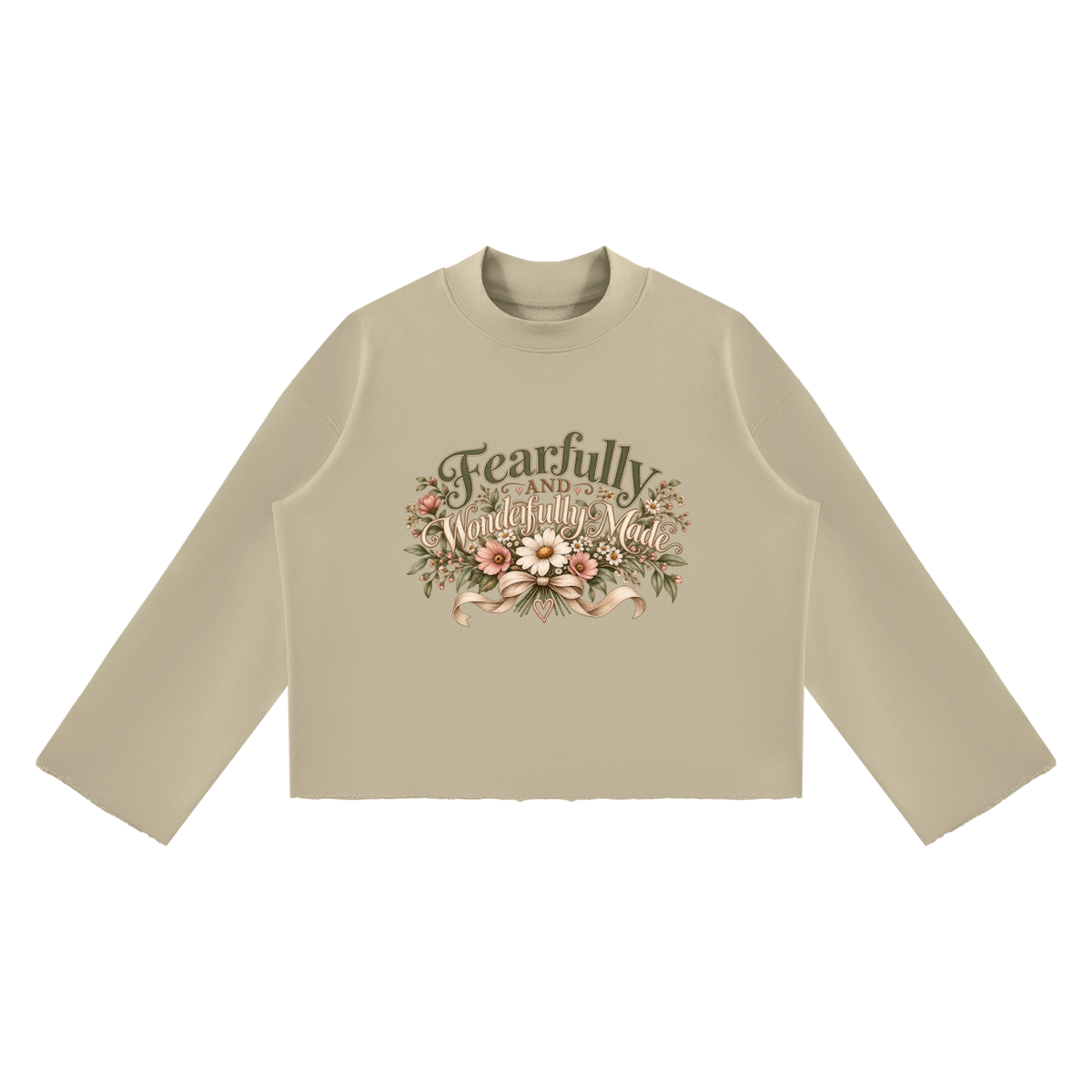 Unisex Mock Neck Raw Edge Boxy Sweatshirt