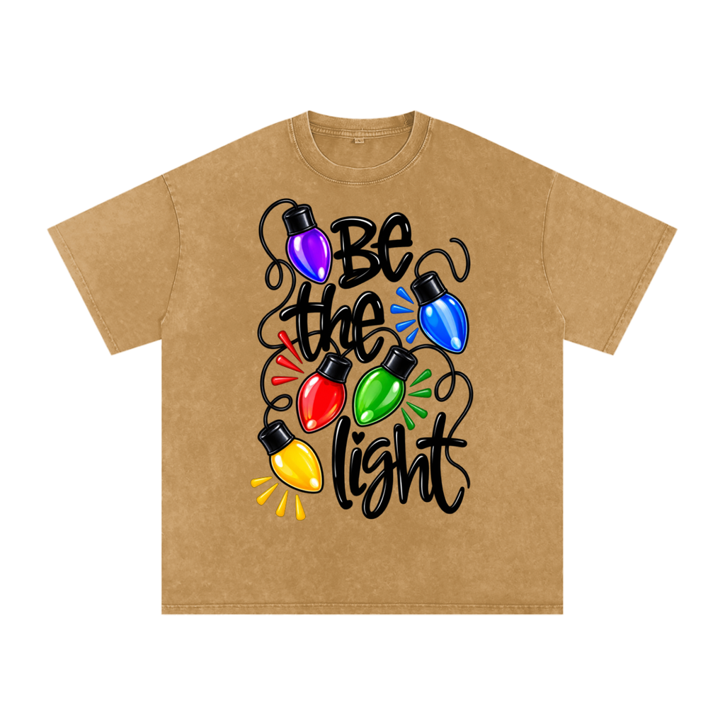 Snow Washed Oversized Cotton T-Shirt Be the light Christmas