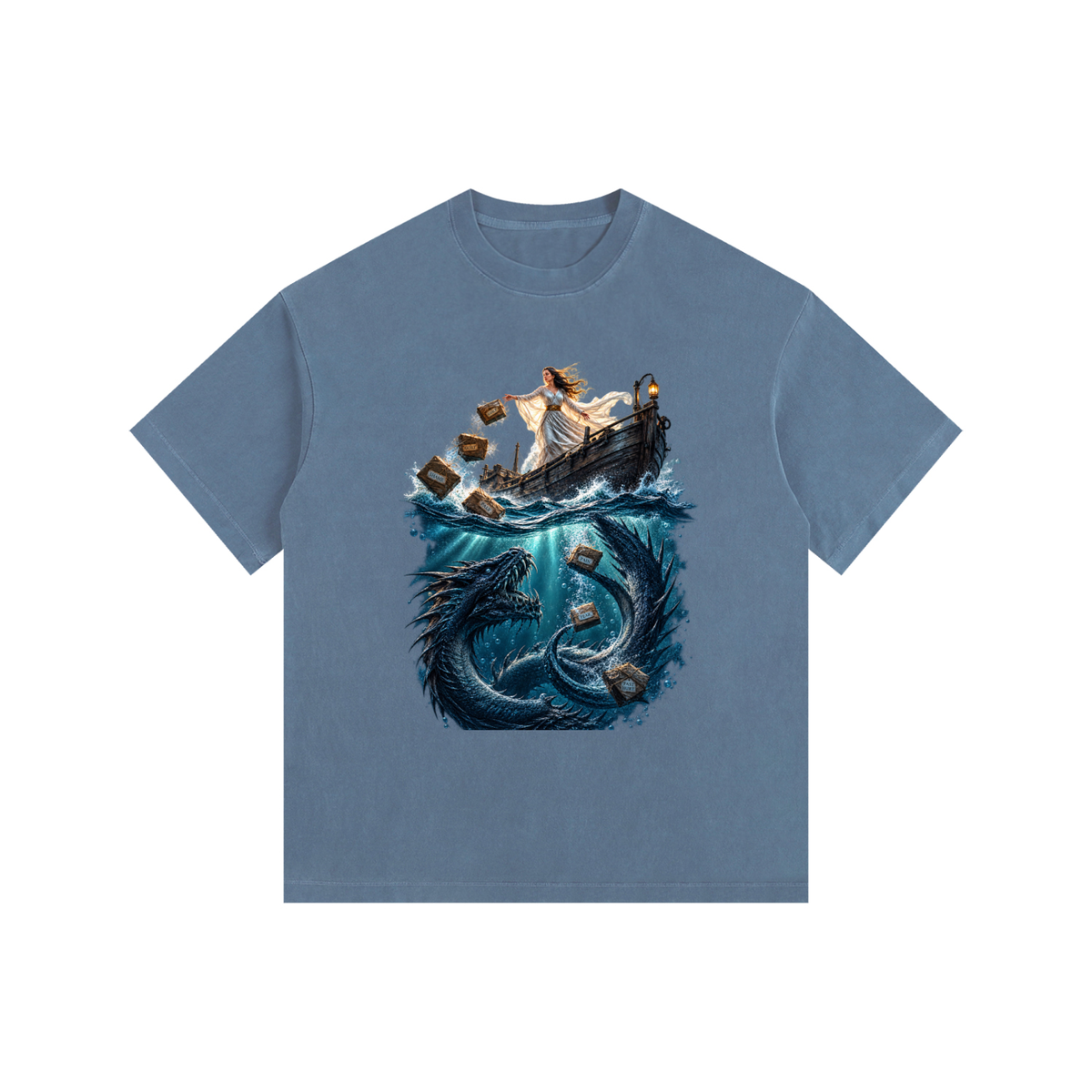 Vintage Washed Oversized Cotton T-Shirt Sea of forgetfulness