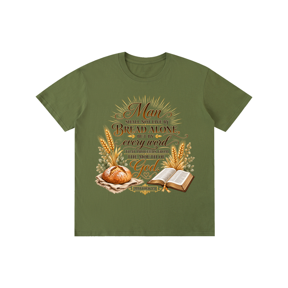 Pure Cotton Unisex T-Shirt man shall not live by bread alone