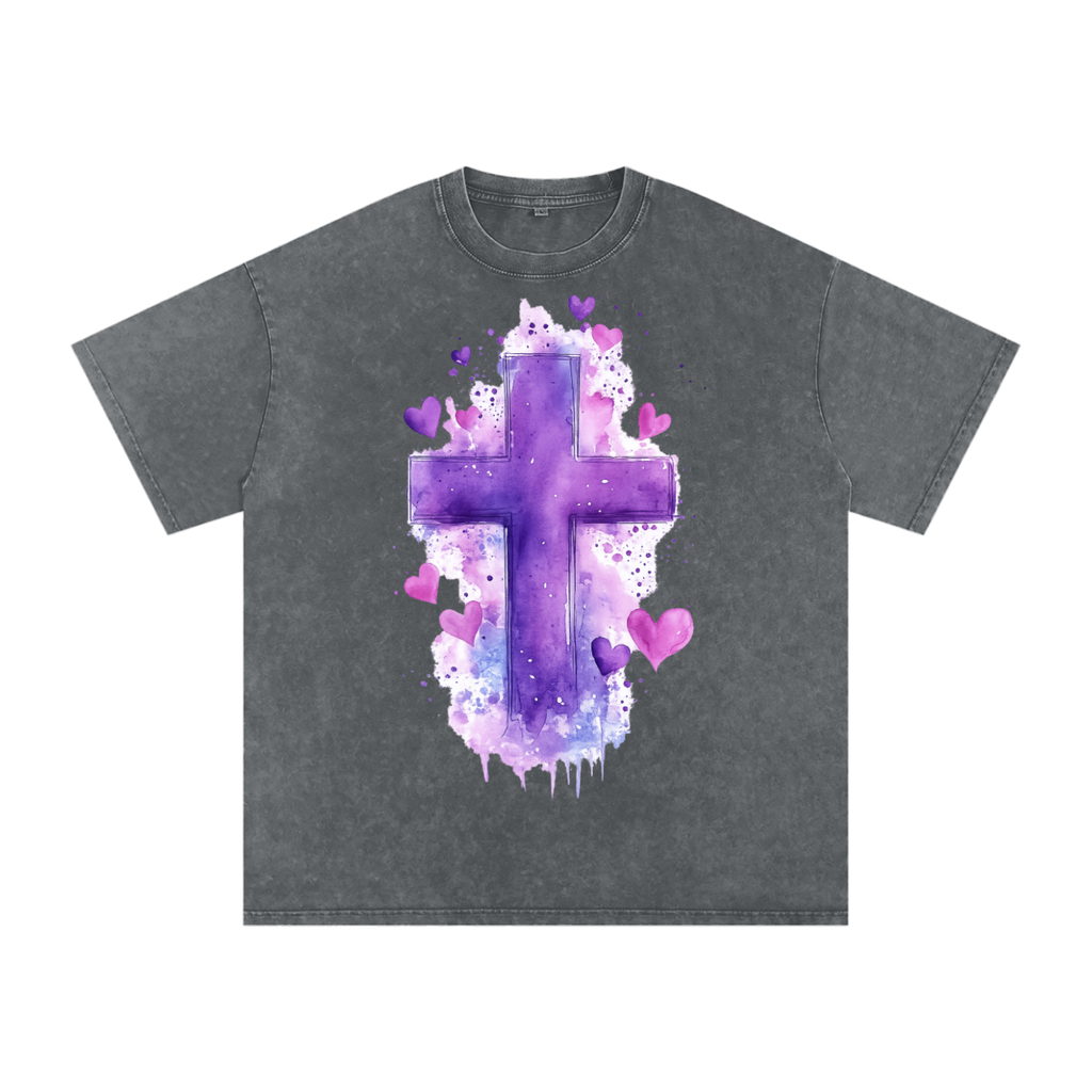 Snow Washed Oversized Cotton T-Shirt